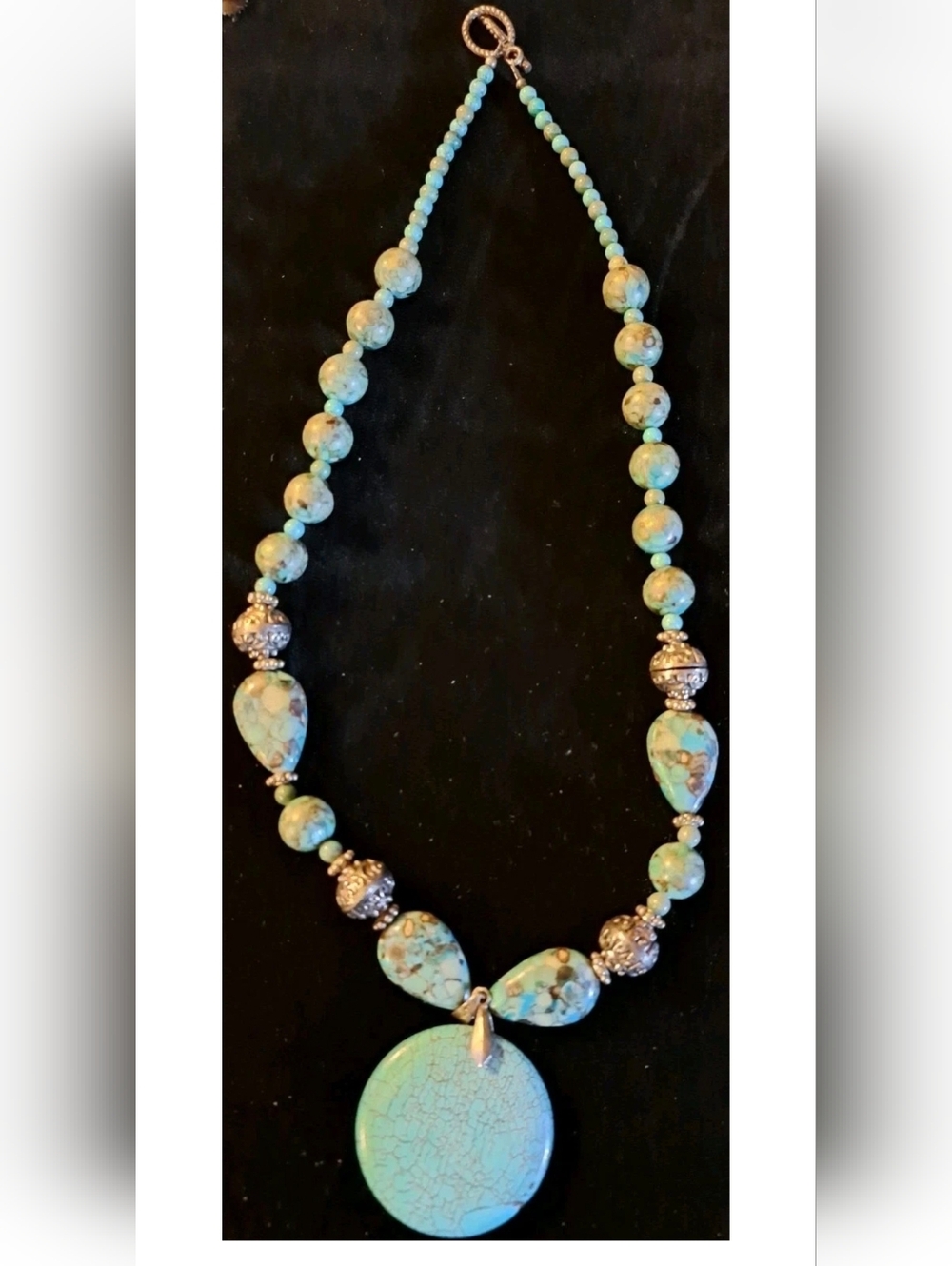 Faux Turquoise Beaded Necklace With 18K Gold Filled Hardware